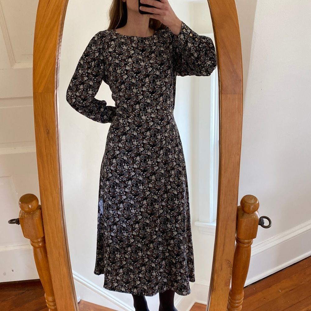 LOFT Black Floral Maxi Dress